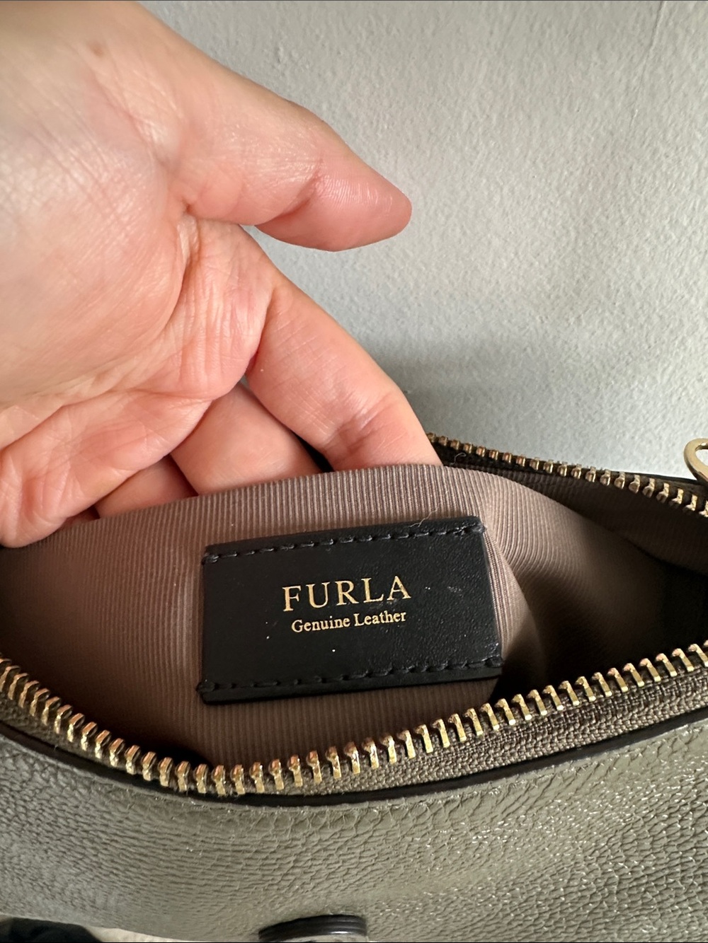Furla Atena Olive Green Leather Bag - Picture 4 of 6